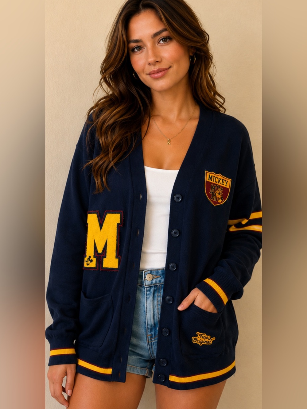 DISNEY PARKS MICKEY MOUSE LETTERMAN CARDIGAN SWEATER